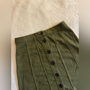 Banana Republic, Button-Front Twill Mini Skirt, Size 0, Mangrove Tree